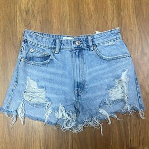 Zara Women's High Rise Blue Distressed Denim Sz 4